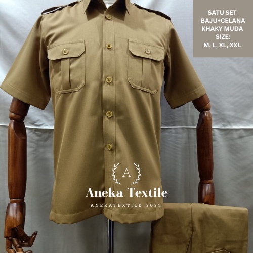 Setelan Seragam PDH Pemda PNS Pria Khaki Tua dan Khaki Muda / PDH Pemda DKI