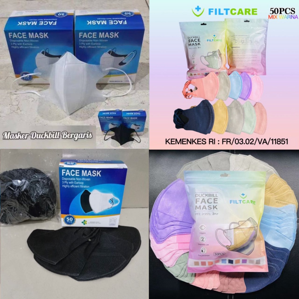 Masker Duckbill 3ply isi 50Pcs Disposable Face Mask