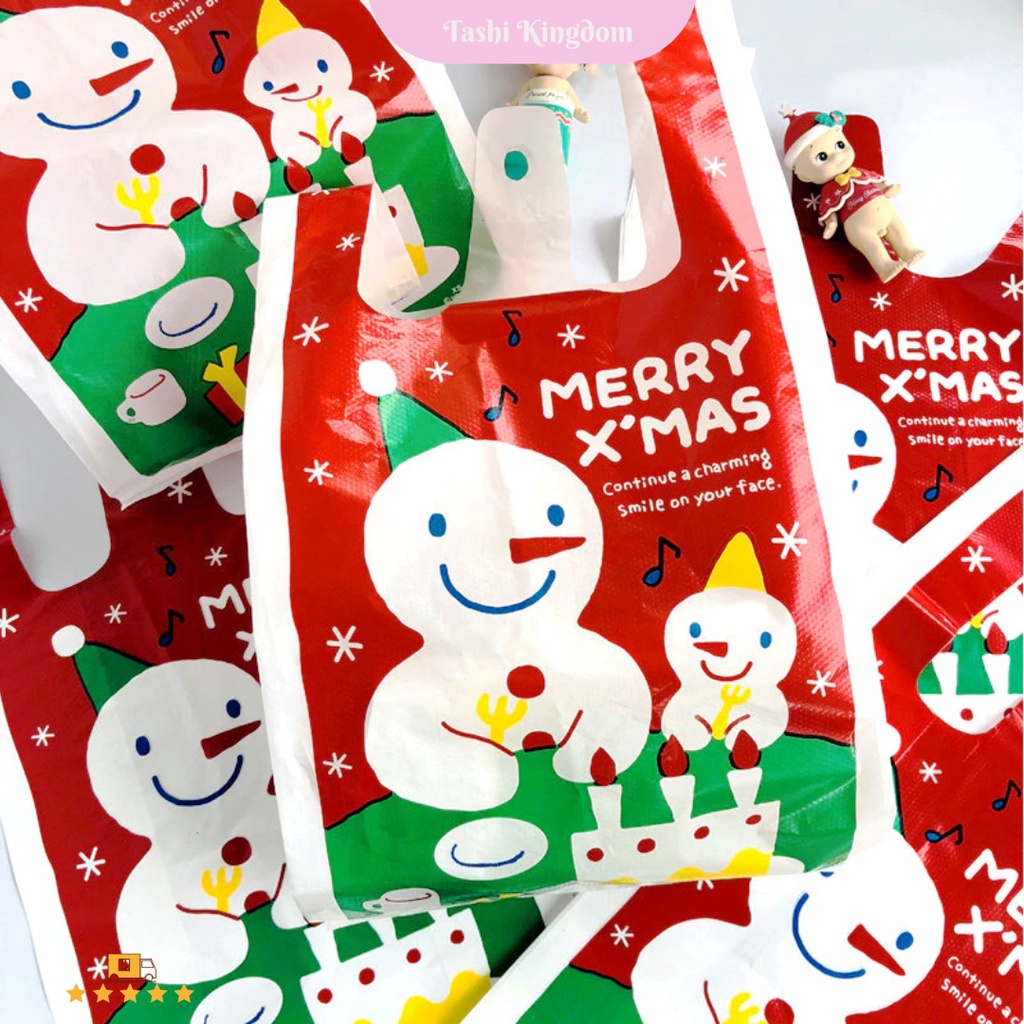 Plastik Natal L / Kantong Plastik Christmas / Kantong kresek tema natal / kantong bungkusan hampers 