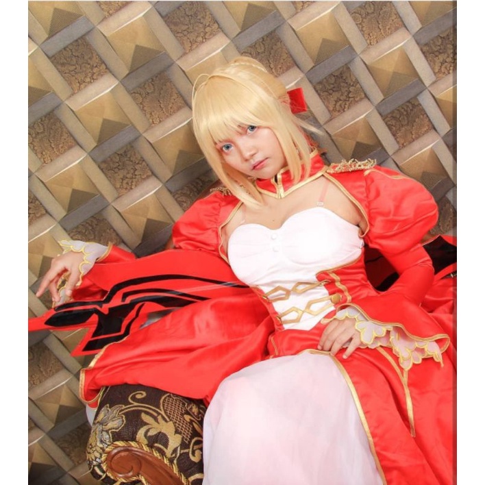 [ RENTAL ] Saber Nero Uwowo FGO Fate Grand Order Cosplay Kostum Wig L-Email
