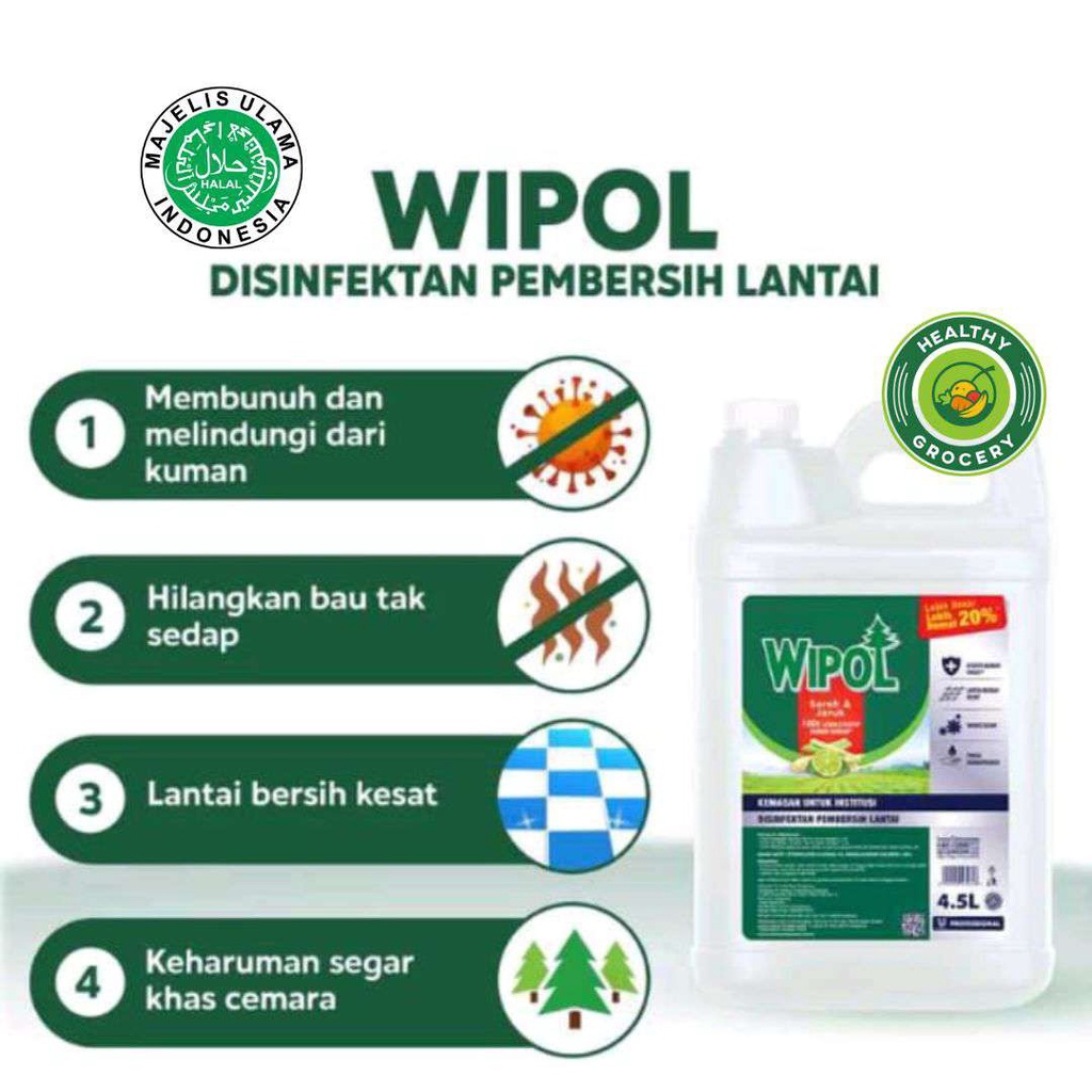 Wipol Professional Jerigen Disinfektan 4500 Liter Pembersih Lantai Sereh Dan Jeruk