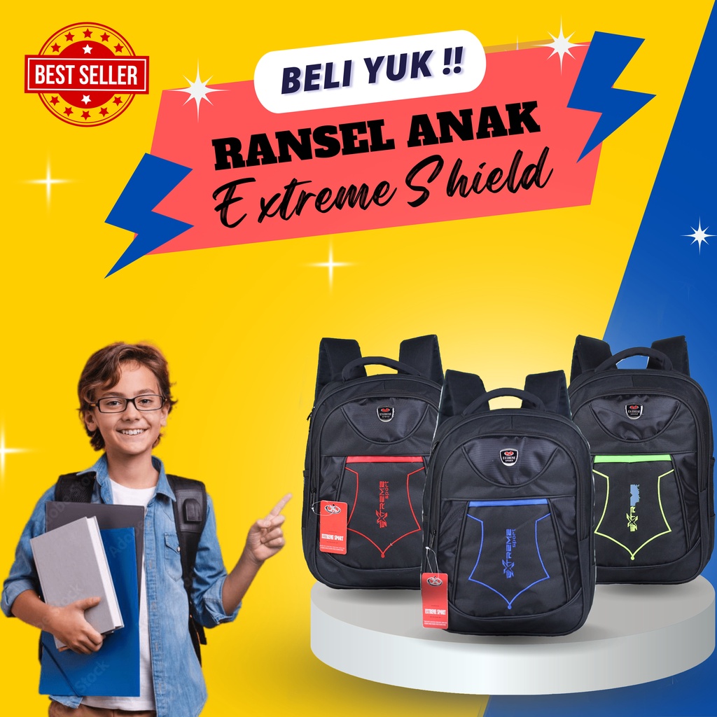 Tas Anak Extreme Shield Ransel Gendong Cowok PAUD TK Backpack Kecil Keren Berkualitas Awet