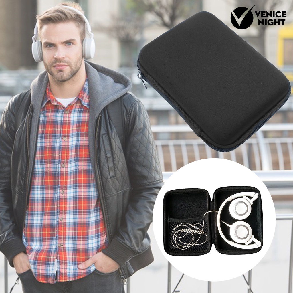 (VNEP) (Berkabel) Tas Penyimpanan Tahan Lama Ruang Besar EVA Portable Headphone Penyimpanan Case untuk AKG K420 K430 K404