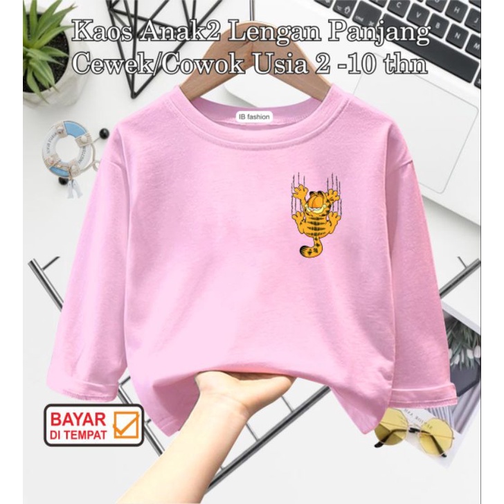 ((IB))KAOS ANAK2 UNISEX PANJANG/GARFIEL DIGITAL SABLON