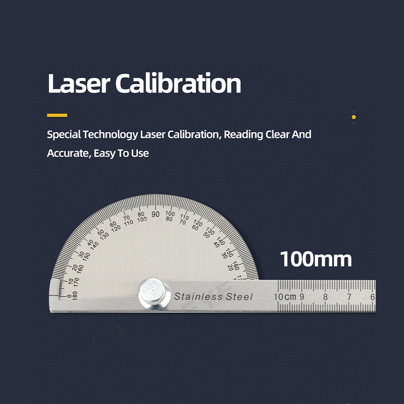 【0-180° Stainless】Protractor/Degree Protractor/Roundhead Measuring Ruler/Alat Ukur Sudut/Protractor Penggaris