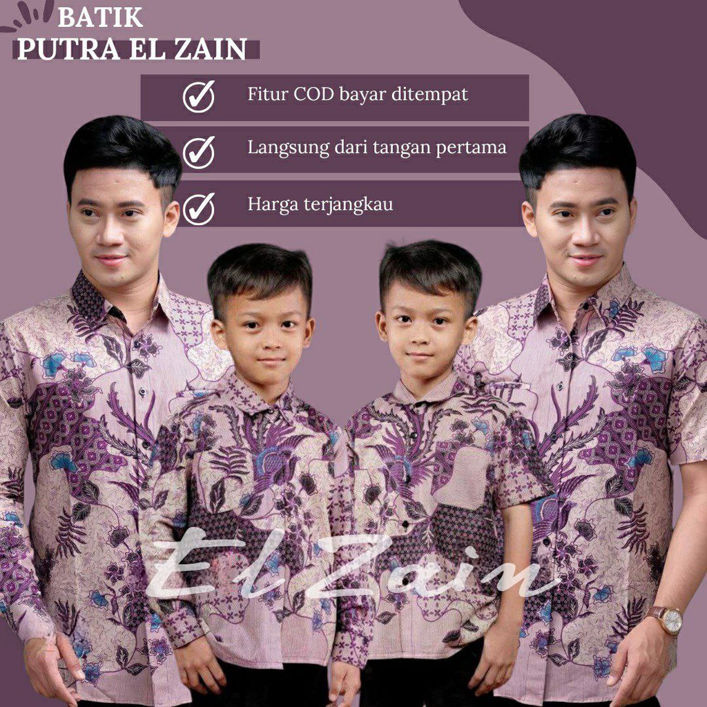 Batik Sekarjagat Ungu TERBARU Couple sweet || couple batik ayah dan anak cowok BATIK lilac Batik Ungu BATIK