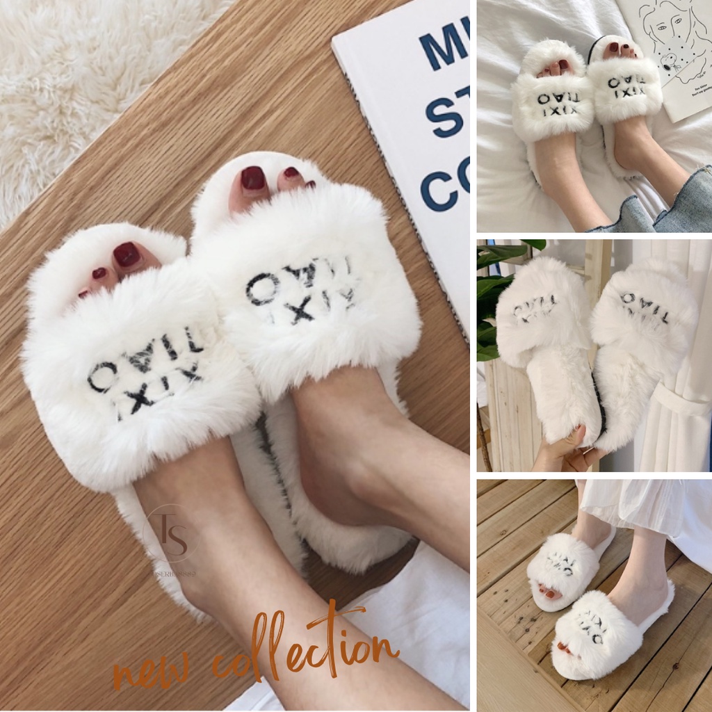 Home Slipper Sendal Rumah Indoor Kamar Sandal Hotel Empuk Bulu Tebal Premium Korea