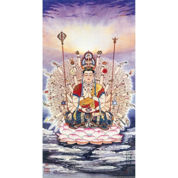 Art Repro Digital Lukisan Gambar Kwan Im Pou Sa Mahayana Dewa Dewi