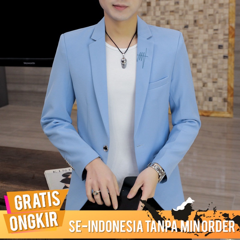 Jas Pria Blazer Pria  Suit 2021 Tren  Slim-FIT Keren Kecil   Bergaris Top