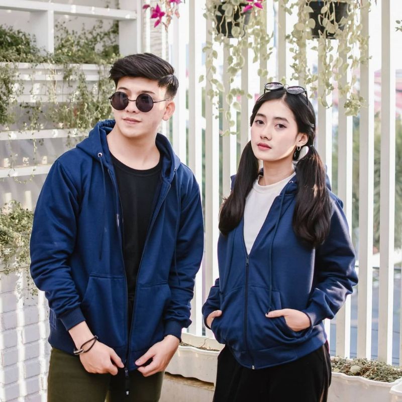 Sweater Hoodie Zipper Polos Hitam Mocca Putih Abu Tua Maroon Abu Muda