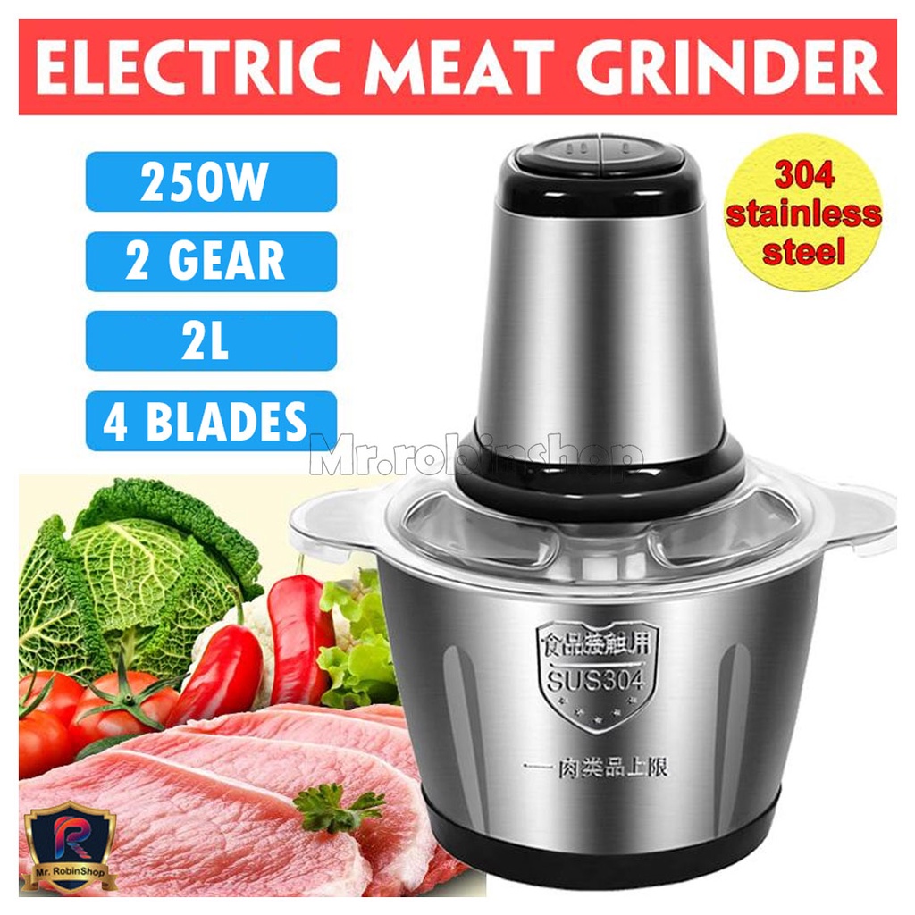 Blender daging chopper Hand Blender Press 2L Baja tahan karat STAINLESS STEEL 304 Serbaguna Multifungsi