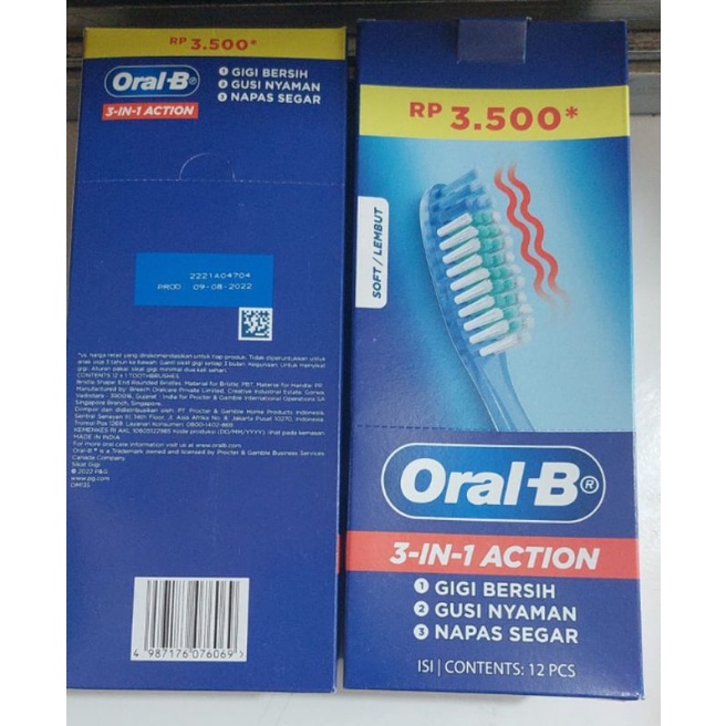 Oral-B sikat 3 IN 1 ACTION X 2 PCS