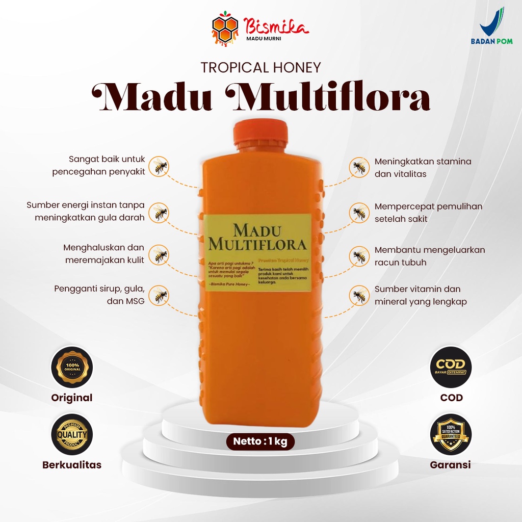 

Madu Multiflora / Madu Murni UJI LAB / Tropical Honey 1Kg
