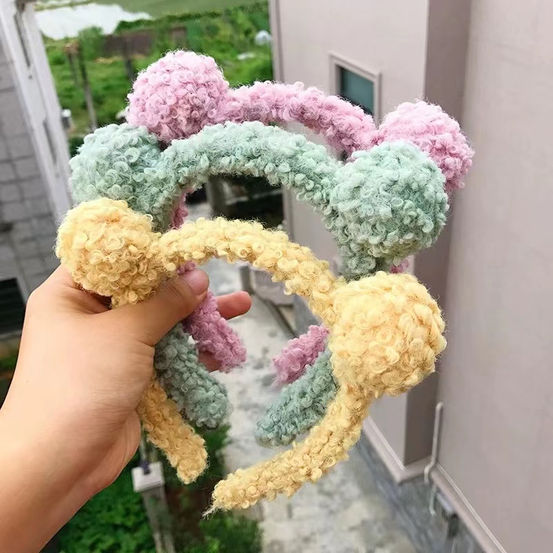 Bando Kartakter Telinga Beruang Bear Bulu Kekinian -  Bandana Bando Handuk Aksesoris Rambut