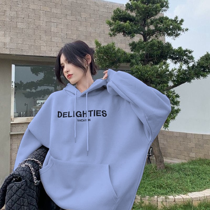 DELIGHTIES VACATION HOODIE SWEATER OVERSIZE / SWEATER HOODIE WANITA OVERSIZE