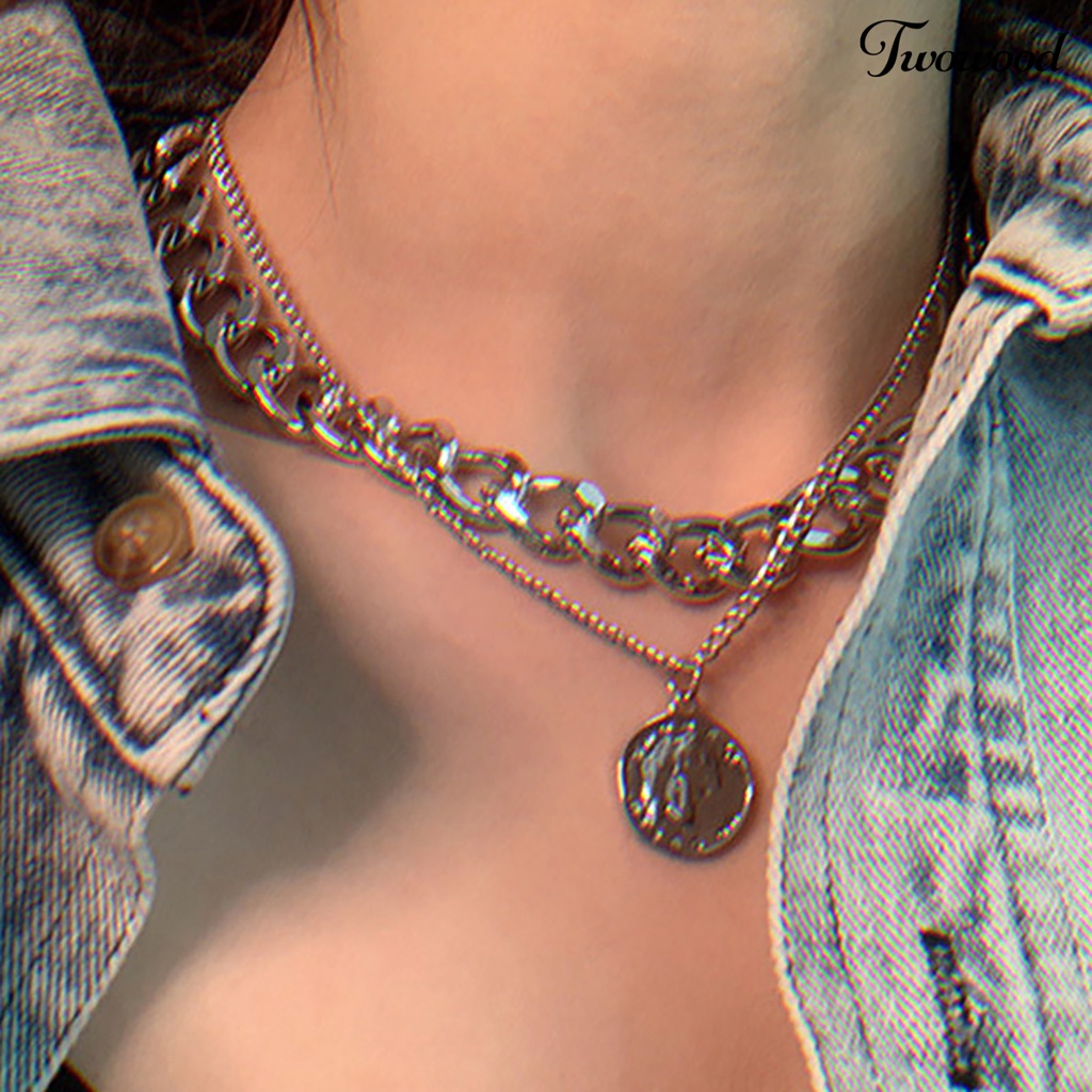 Kalung Rantai Multilayer Bahan Alloy Untuk Wanita