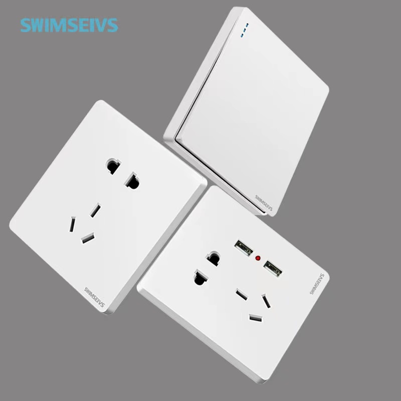 Saklar / Sakelar Lampu Emas Gold/Grey/White/Black Brushed 1/2/3 Gang Electrical Switch Power Socket with USB