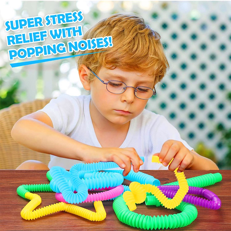 1pc Mainan Tabung Coil Plastik Bulat Lipat Magic Kreatif Multi Warna Untuk Edukasi Dini Anak