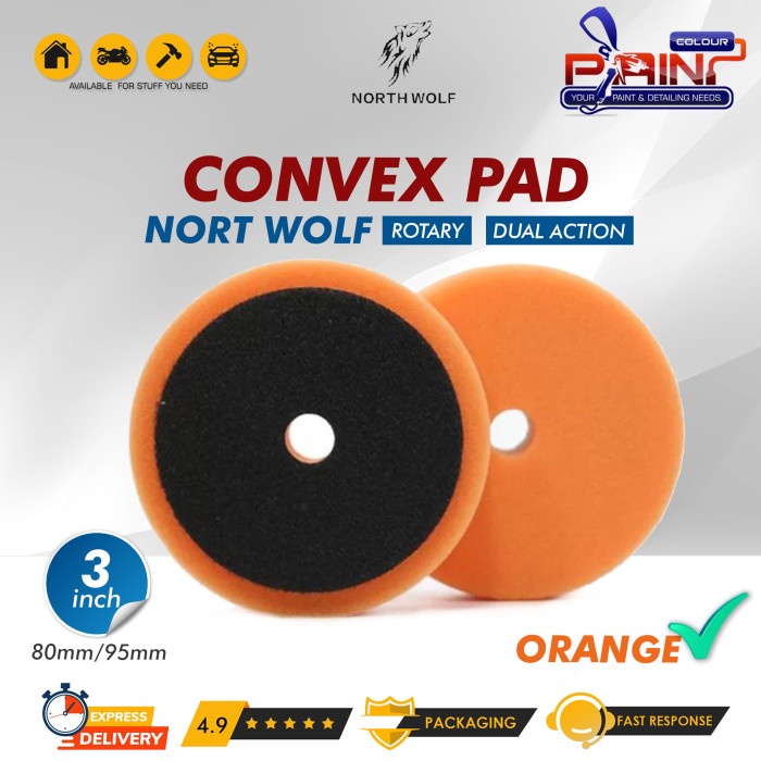 NORTHWOLF Foam Pad 3 inch Convex  Busa Poles ORANGE Polishing