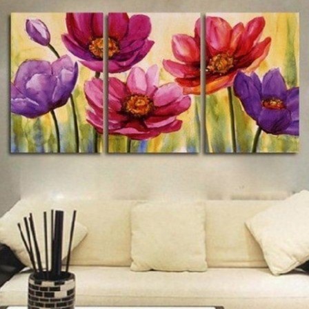 lukisan bunga panel art 40 x 60 (3pcs) Plus Bingkai