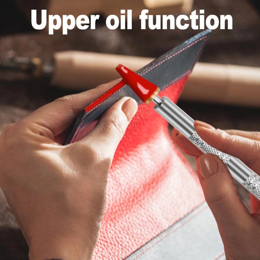 

HJK Dual-purpose 2 Brass Head Leather Edge Oil Gluing Dye Pen Paint Roller Tool