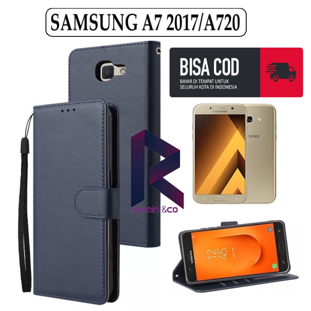 CASE SAMSUNG A7 2017 FLIP WALLET LEATHER KULIT PREMIUM SARUNG BUKA TUTUP KESING HP FLIP CASE SAMSUNG A7 2017/A720