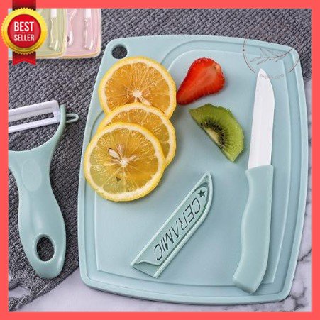 GOS B309 - Pisau Keramik 3 IN 1 / Pisau Talenan Peeler 3 pcs / Pisau set 3cs + Talenan