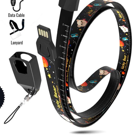 Lanyard Data Cable Kabel Gantungan Meteran (USB Type C) - Biru