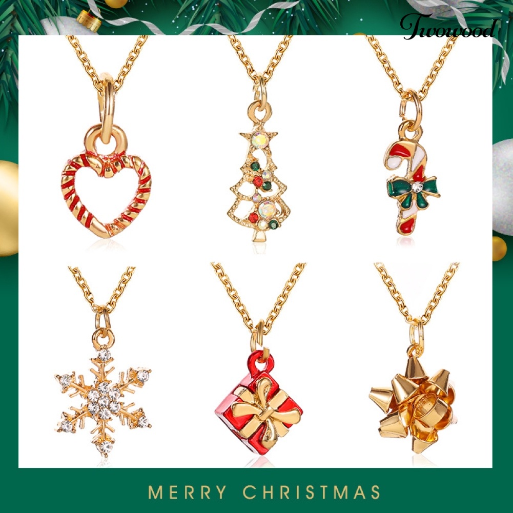 Kalung Dengan Liontin Bentuk Pohon Natal Snowflake Untuk Hadiah