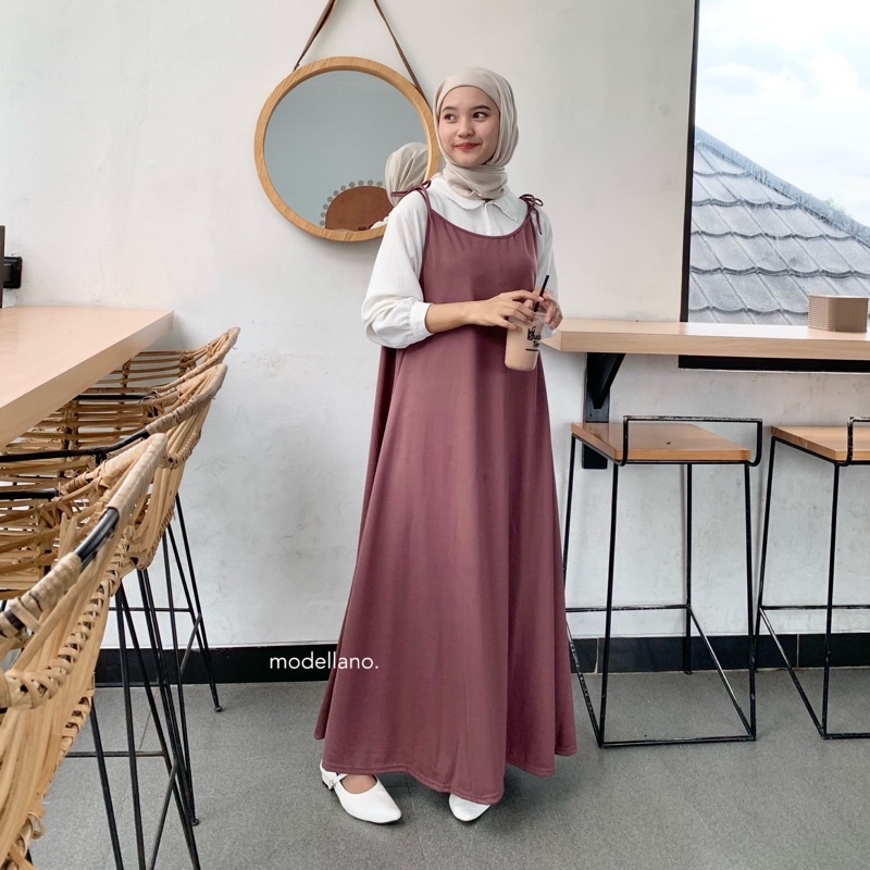 JISOO OVERALL OUTER DRESS POLOS KOREAN LOOK MAYUNG MUSLIM JUMBO XXL BIGSIZE MURAH MODELLANO