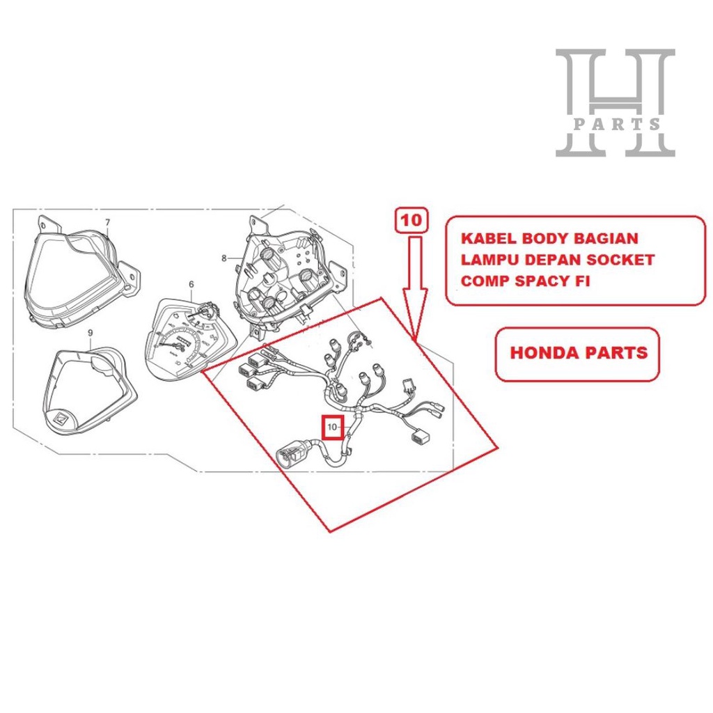 KABEL BODY BAGIAN SPEEDOMETER SOCKET COMP SPACY FI ORIGINAL AHM