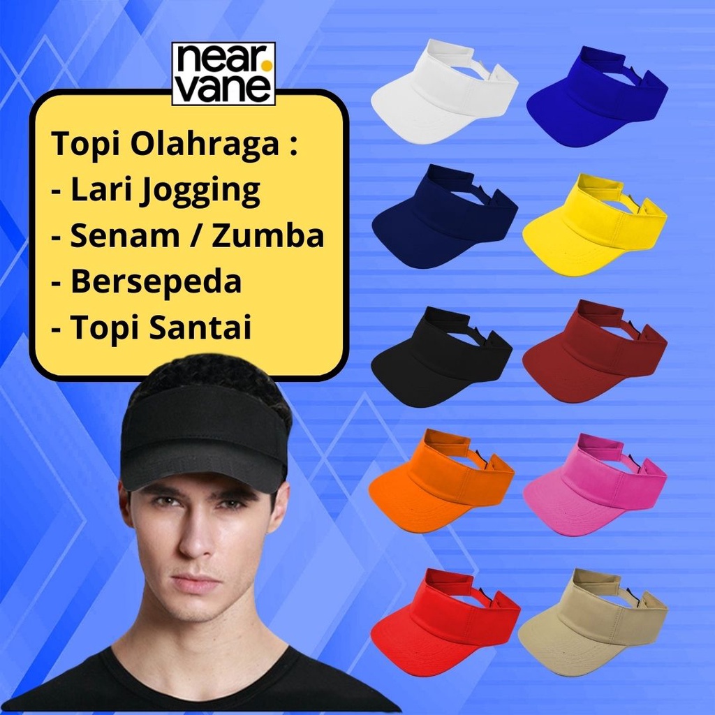 Topi Olah Raga Senam Golf Pantai Sepeda Olahraga Zumba Korea Summer Tenis Tennis Outdoor Wanita Pria Lapangan Warna Hitam Putih Cream Biru Navy Kuning Merah Marun Oren Orange Pink