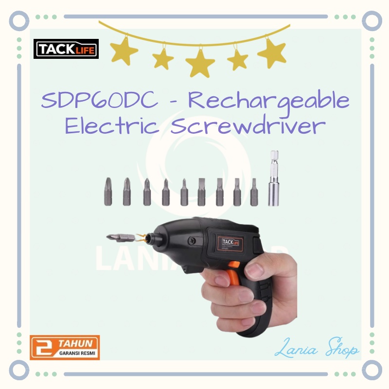 TACKLIFE SDP60DC - Rechargeable Cordless Electric Screwdriver 9 Bits