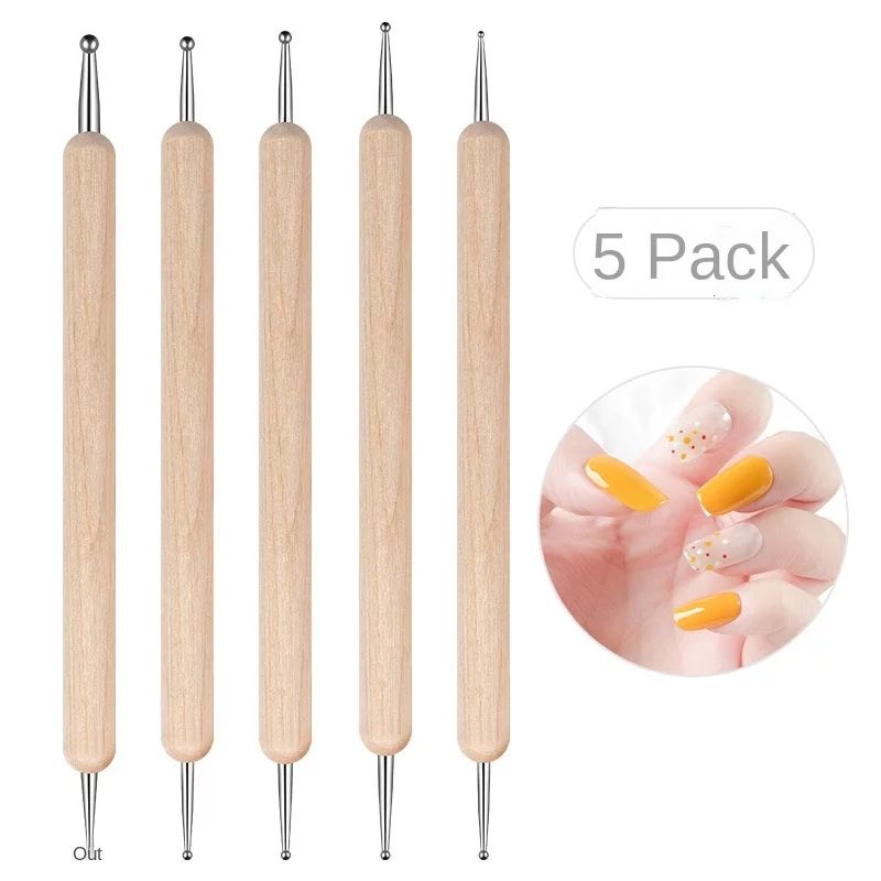 Dotting Tools Nail Art Kuku Lukis Kutek Gel Pen Wood Acrylic Titik isi 5 Dotting and Painting Nail Art Tools