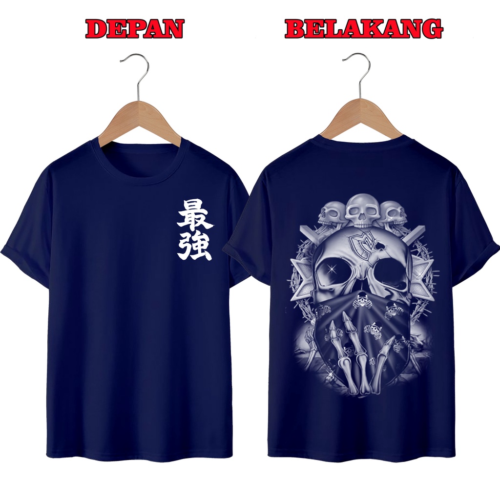 KAOS DISTRO UNISEX (PRIA DAN WANITA) TERBARU, KAOS JUMBO TENGKORAK MASKER