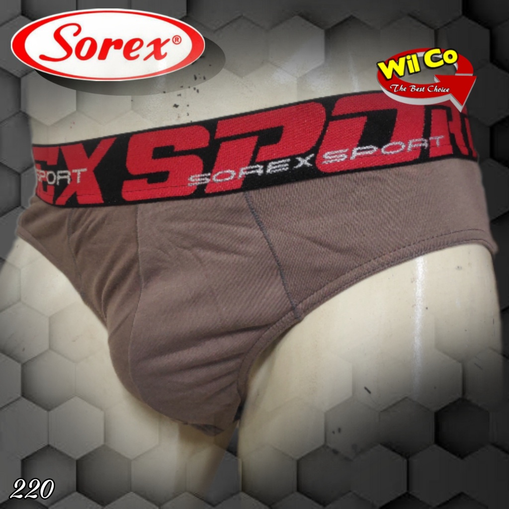 K220T - (DIJUAL PER 1 BOX ISI 3 Pcs) CELANA DALAM PRIA CD PRIA PAKAIAN DALAM SOREX SPORT BRIEFT KATUN SIZE S - XL