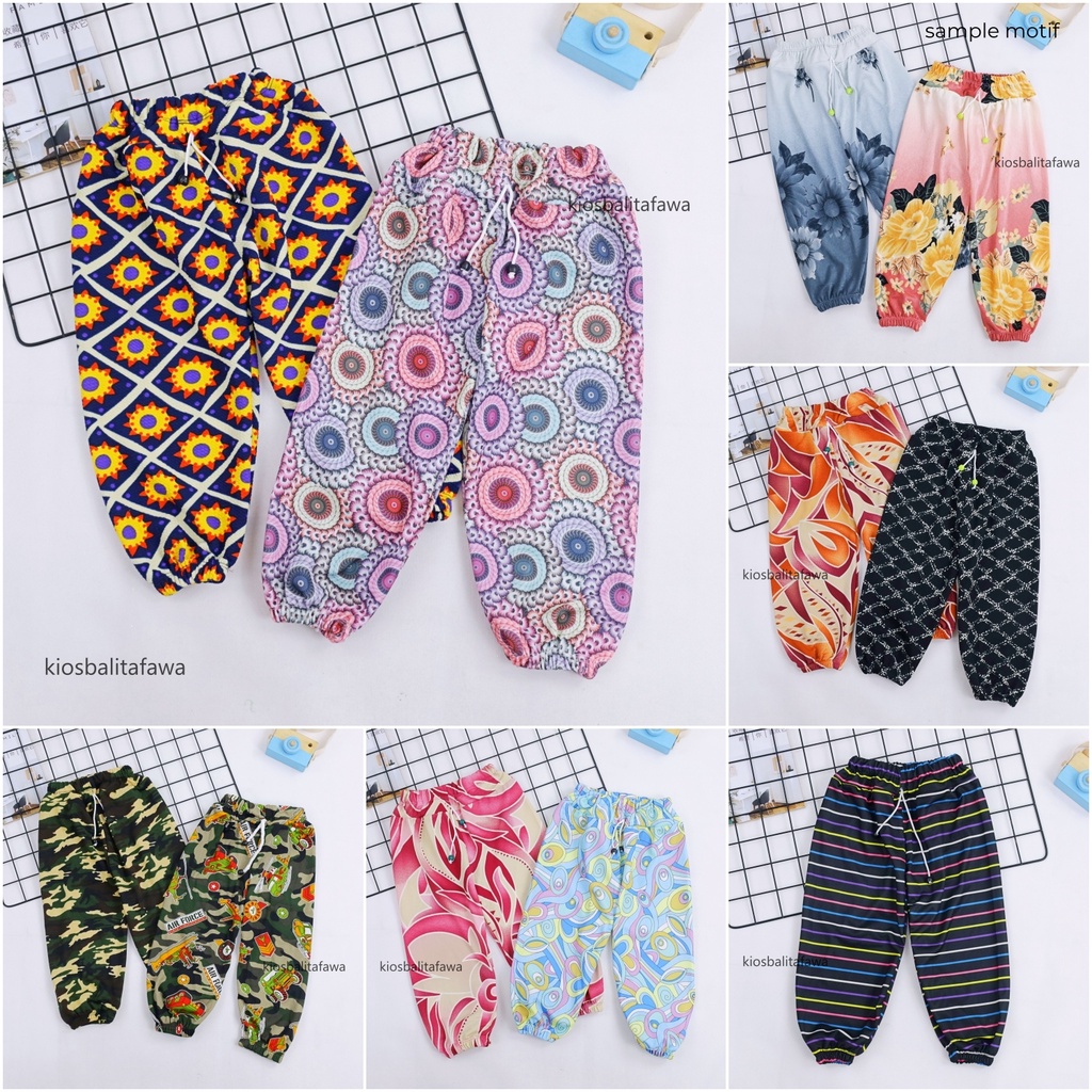 Jogger Motif Uk 3-4 Tahun / Celana Panjang Anak Perempuan Cewek Batik Polos Joger Pants Balita Murah babycinnamon