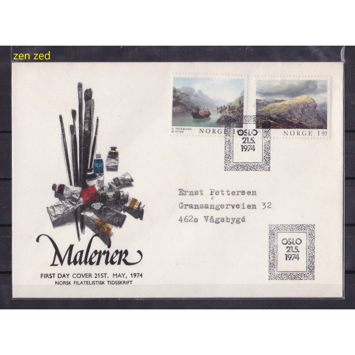 

A166 Perangko FDC SHP Norwegia 1974 Norwegian paintings 1 Pcs