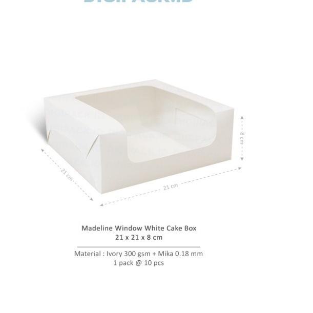

[Digipack] Madeline Window White Cake Box 21 x 21 x 8 | Dus Kue