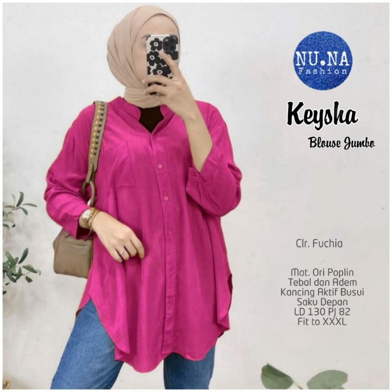 Keysha blouse katun poplin ld 130 jumbo xxxl