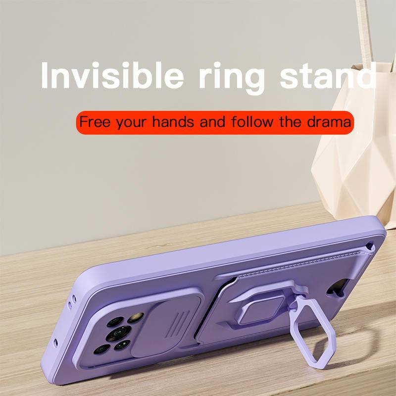 Case Dengan Ring Stand Lanyard Slot Kartu Untuk Xiaomi Poco X3 Pro Poco M3 M4 Pro 5G
