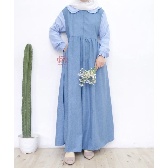 Kirana dress gamis elegant bahan katun madina fodu