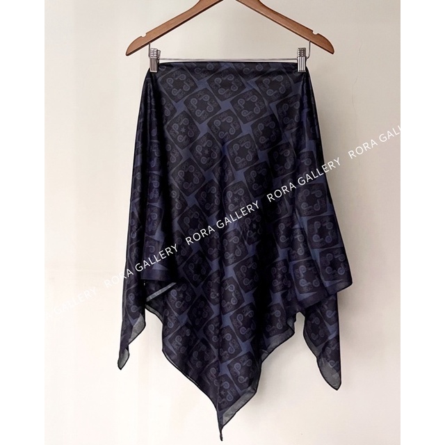 Deenay YUME NAVY | HIJAB VOAL SEGI EMPAT WARNA DASAR BIRU DONGKER | JILBAB MOTIF KERUDUNG PRINTING |