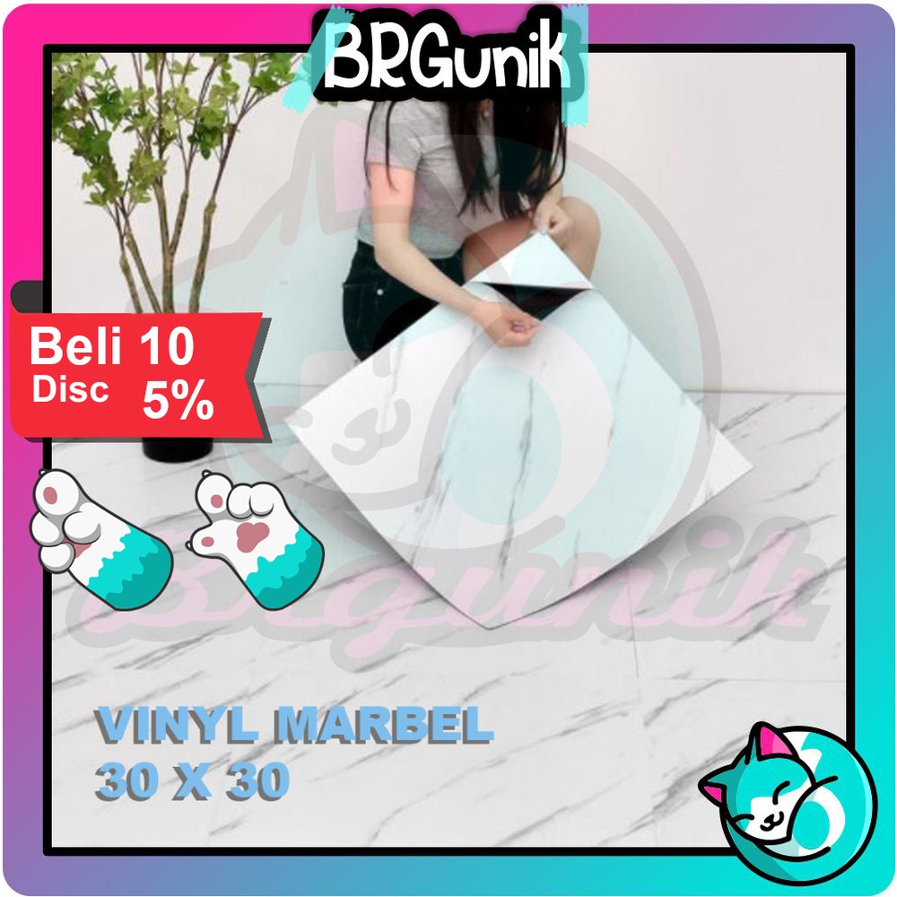 BRGUNIK Vinyl Lantai Marbel 30 x 30 cm / Vinil Sticker Lantai Marbel Granit / Stiker Lemari Marbel / Wallpaper Marmer R648