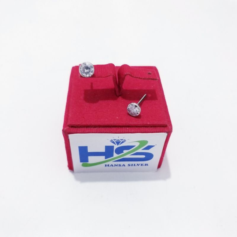 Anting Perak Asli Silver 925 Lapis Emas Putih Model Giwang Mata Burung 1Gram - Anting Wanita Anti Karat