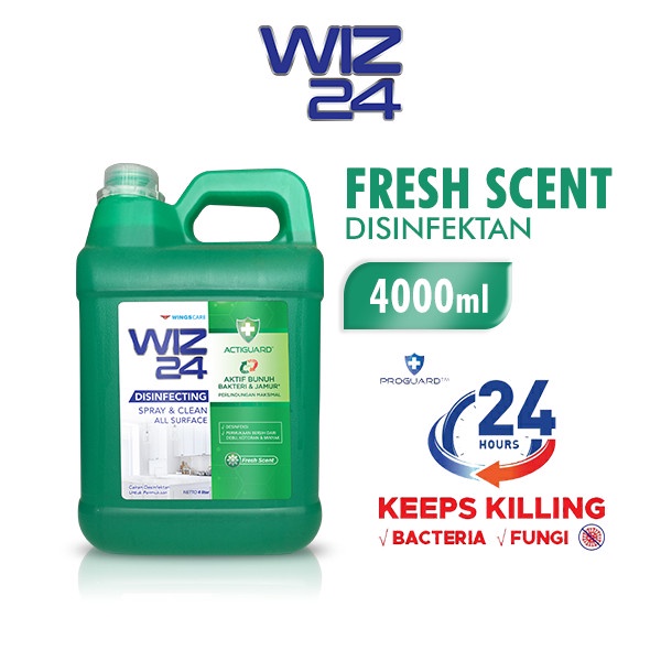 WIZ 24 Disinfectant Spray & Clean Fresh Scent Jerigen 4 liter