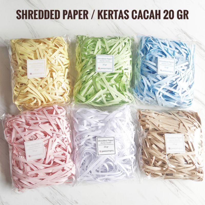 

[ 20 gram] Sredded paper/kertas cacah/kertas serut/kertas isian hampers
