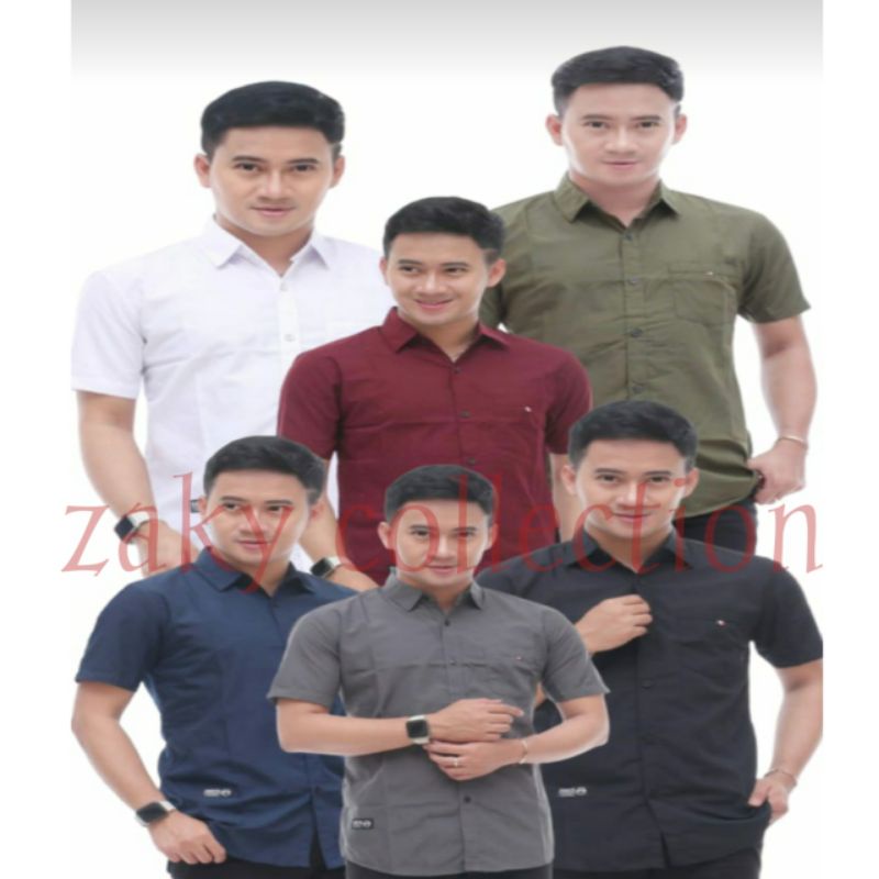 KEMEJA PRIA POLOS LENGAN PENDEK COOLMAN DEWASA JUMBO M L XL XXL XXXL CASUAL KERJA FORMAL KONDANGAN HARIAN SANTAI HITAM NAVY DONGKER HIJAU ARMY MERAH MAROON ABU GREY PUTIH BAHAN DASAR KATUN POPLIN 100% ORY