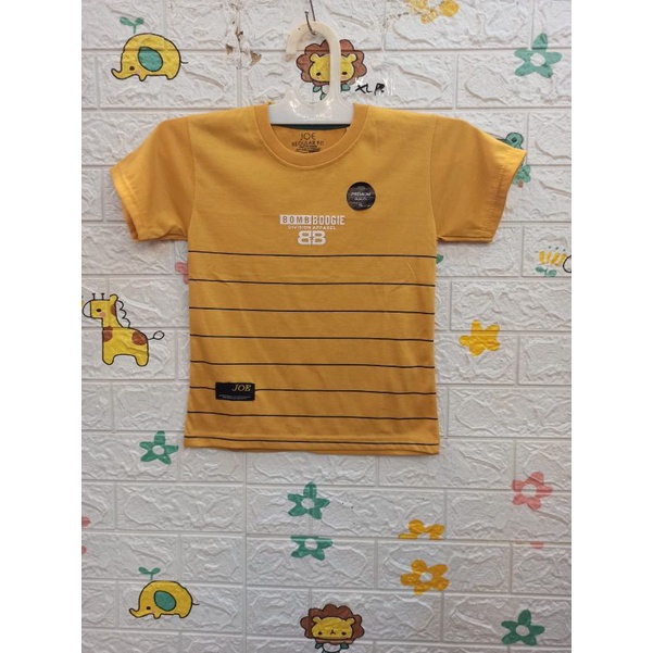 Kaos atasan warna kuning stripe anak kids umur 2-7 tahun