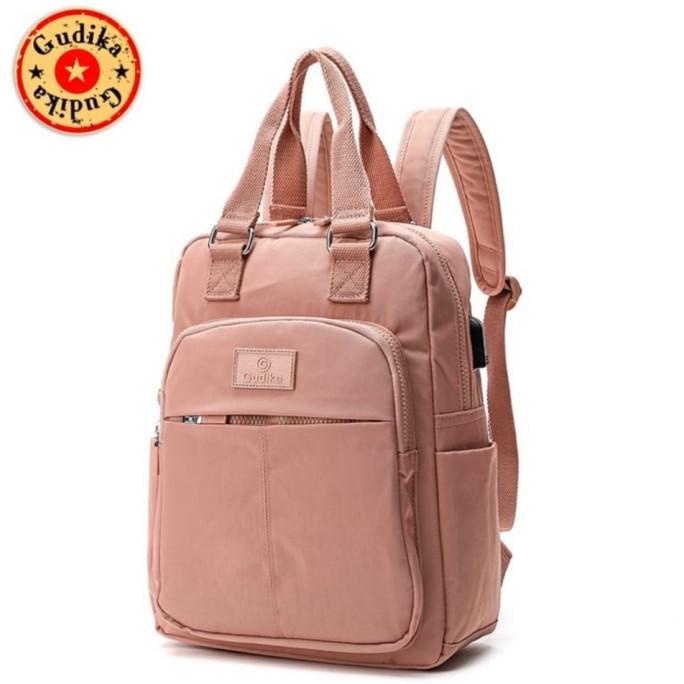 Bisa COD Tas ransel wanita Original gudika 5206 USB Nilon waterproof